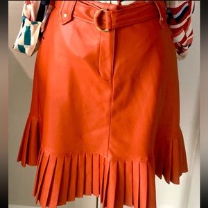 Ryegrass Leather Skirt Burnt Orange Size Medium.